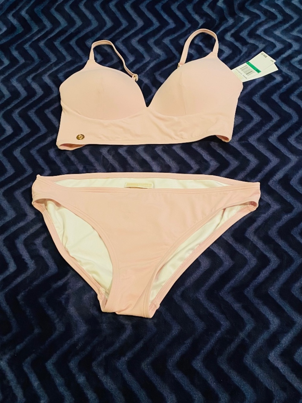 Michael Kors Blush Pink Padded Bikini Set size L